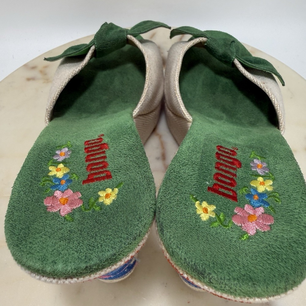 Bongo Vintage Y2K Embroidered Floral Platform Wedge Sandals Fairy Cute Size 10M - Picture 7 of 12